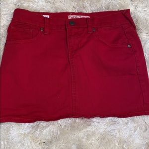 Red denim skirt